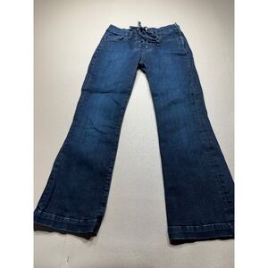 FRAME Denim Le‎ Crop Bell Lace Up Front Dark Wash Jeans Size 24